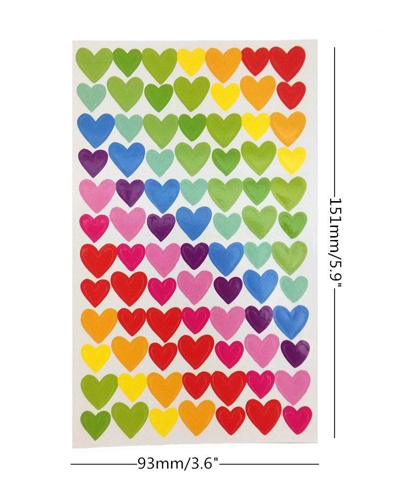 yueton 18 Sheets Colorful Heart Shape, Round Dots and Star Pattern Color Coding Labels Stickers - Image 3
